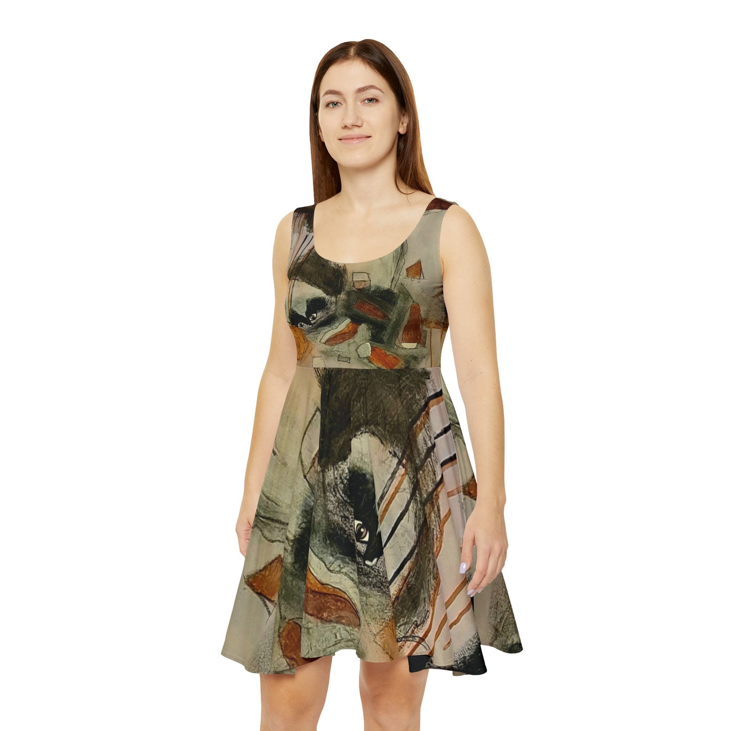 Women's Skater Dress, Cute Abstract Cat Dress  Cat lover Clothing - Alternative Fashion