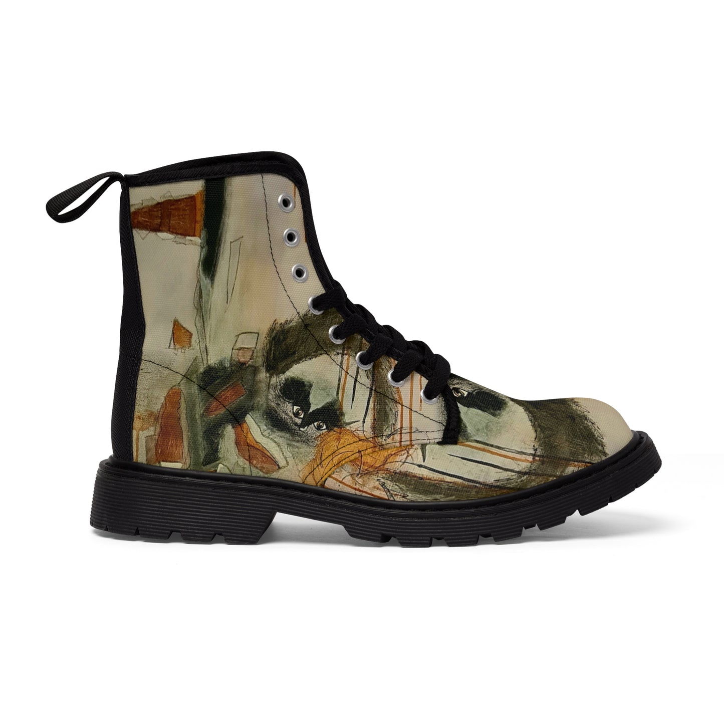 Women's Canvas Boots,- Flamengoblue Art Canvas Boots, Unique Funky boots,  Original Art Boots, Artsy Style Boots, Best gift