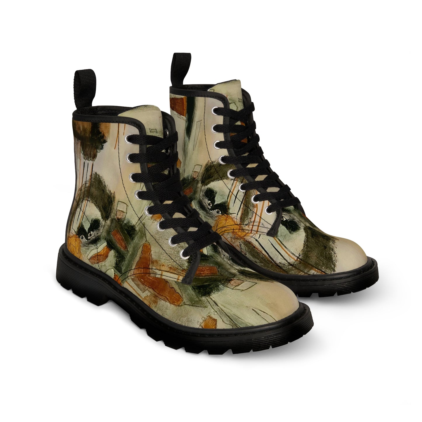 Women's Canvas Boots,- Flamengoblue Art Canvas Boots, Unique Funky boots,  Original Art Boots, Artsy Style Boots, Best gift