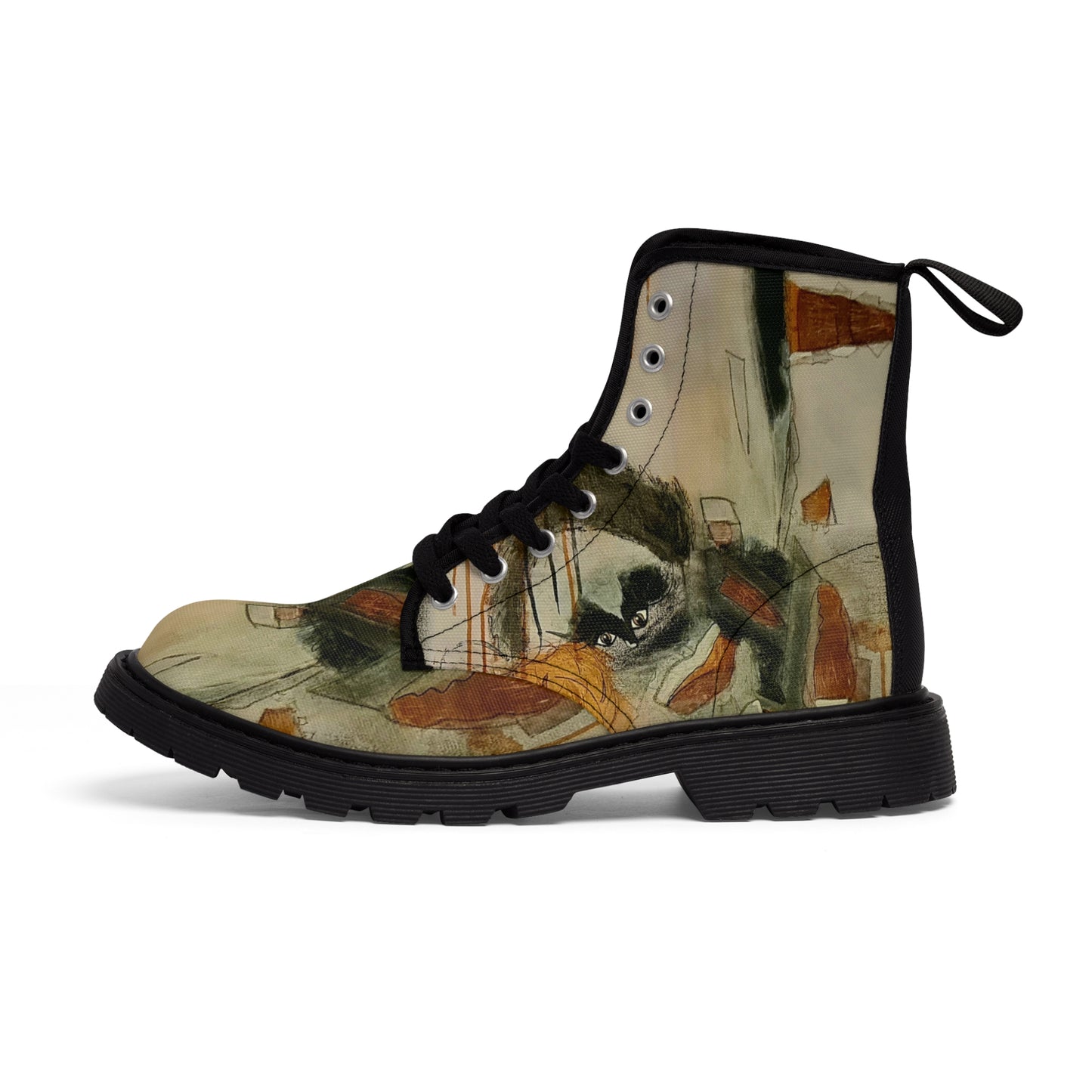 Women's Canvas Boots,- Flamengoblue Art Canvas Boots, Unique Funky boots,  Original Art Boots, Artsy Style Boots, Best gift