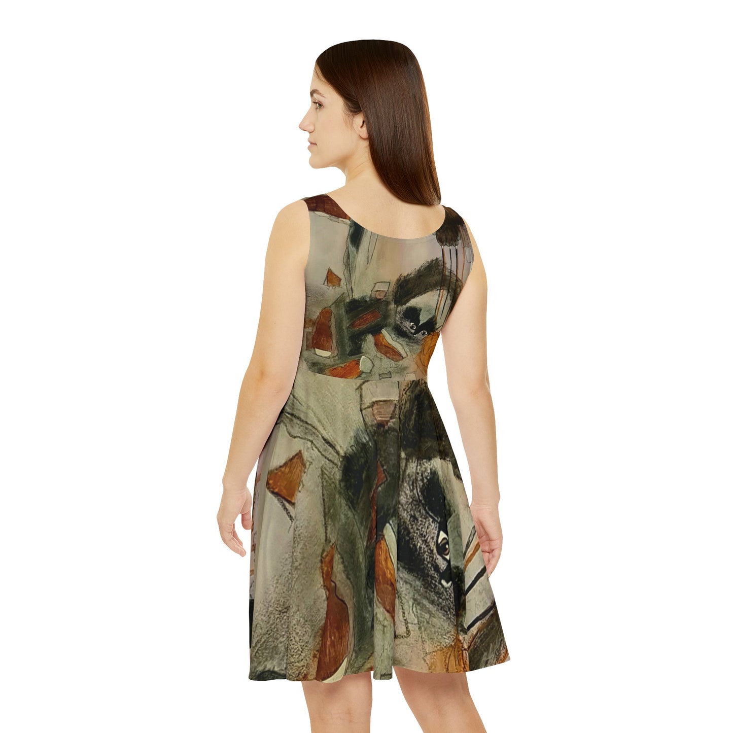 Women's Skater Dress, Cute Abstract Cat Dress  Cat lover Clothing - Alternative Fashion