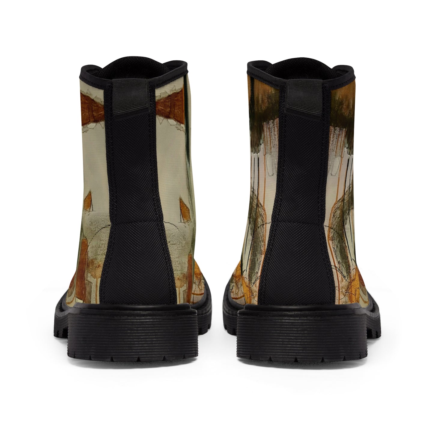 Women's Canvas Boots,- Flamengoblue Art Canvas Boots, Unique Funky boots,  Original Art Boots, Artsy Style Boots, Best gift