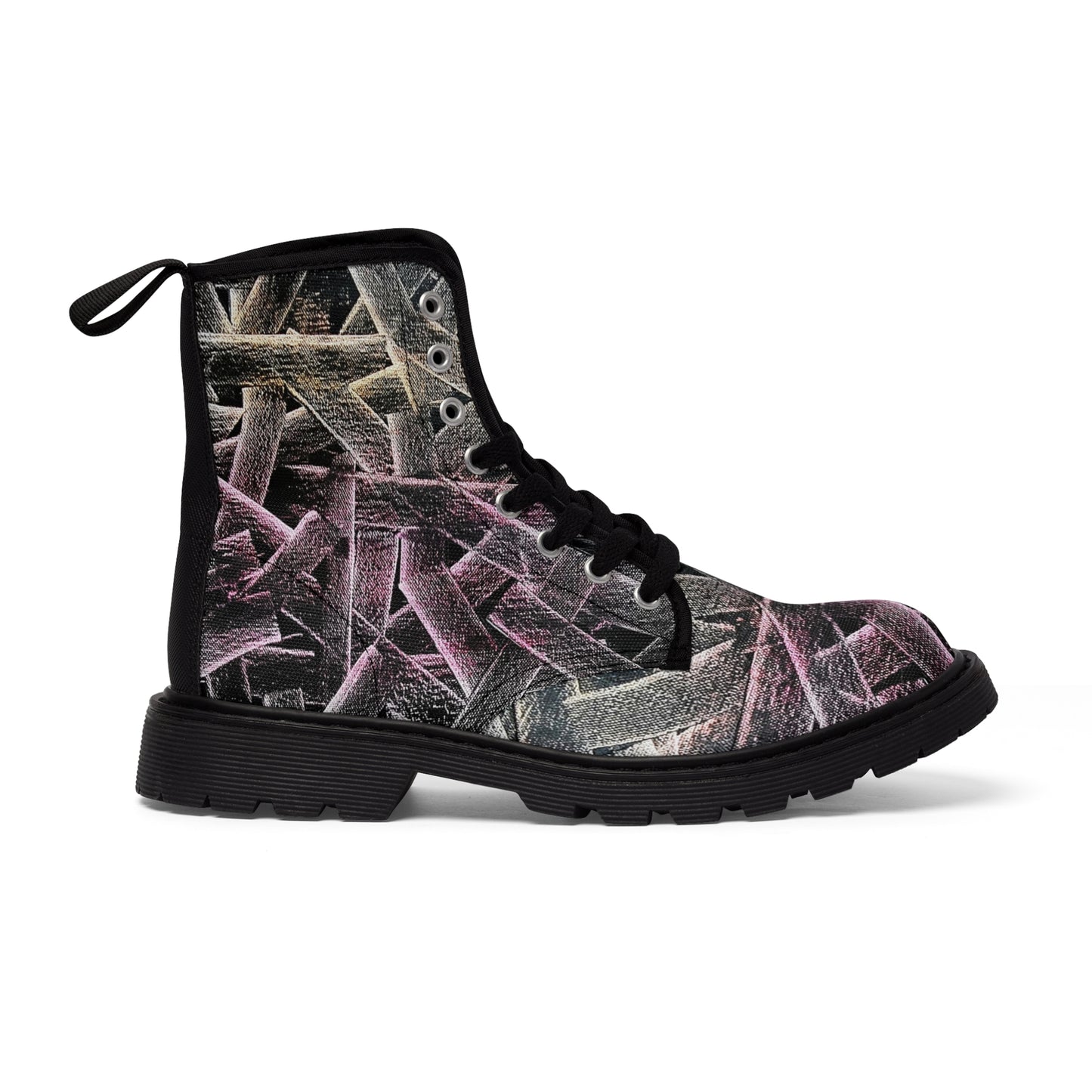 Women's Canvas Boots, Festival-Ready Footwear,  Music Band-Flamengoblue Art - Unique Funky boots, Original Artsy Style Boots, Best gift