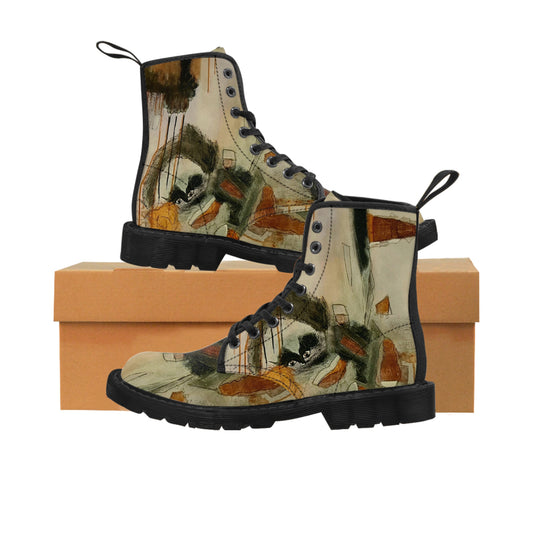 Women's Canvas Boots,- Flamengoblue Art Canvas Boots, Unique Funky boots,  Original Art Boots, Artsy Style Boots, Best gift