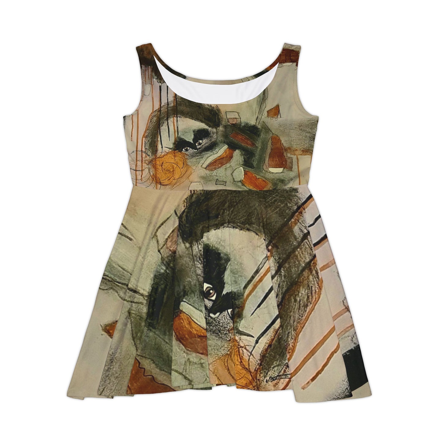 Women's Skater Dress, Cute Abstract Cat Dress  Cat lover Clothing - Alternative Fashion
