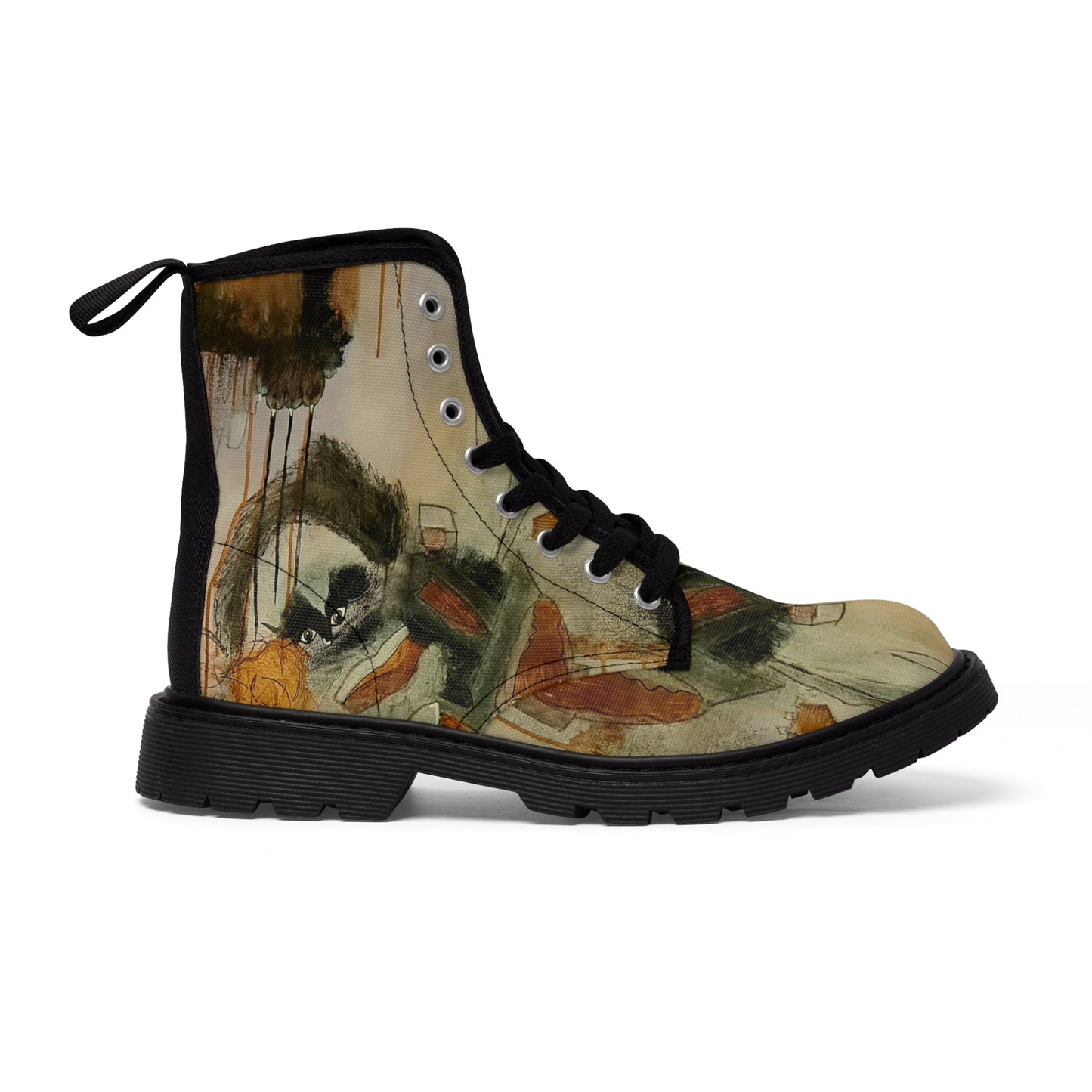 Women's Canvas Boots,- Flamengoblue Art Canvas Boots, Unique Funky boots,  Original Art Boots, Artsy Style Boots, Best gift