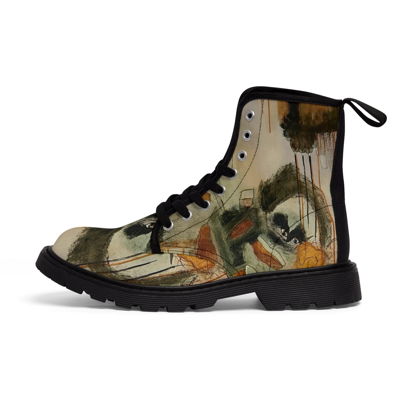 Women's Canvas Boots,- Flamengoblue Art Canvas Boots, Unique Funky boots,  Original Art Boots, Artsy Style Boots, Best gift