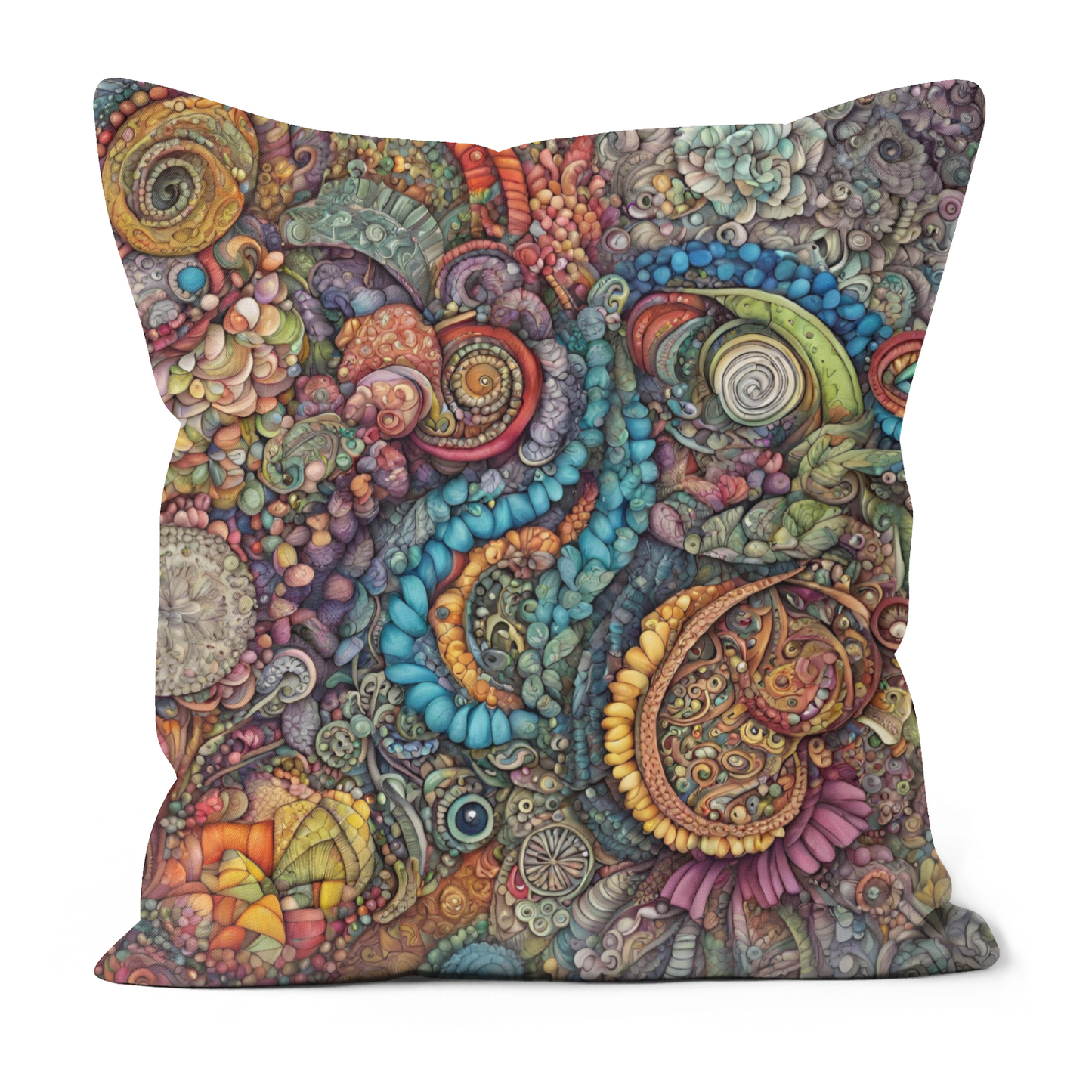 Plump Filled Cushion-Zentangle pattern design- Original abstract- 45x45 cm- double sided- Upholstery