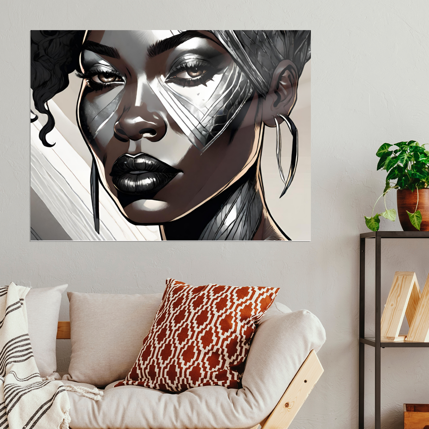 Metal Wall Art| Mela|  Girl face-Original abstract print 750x560 mm