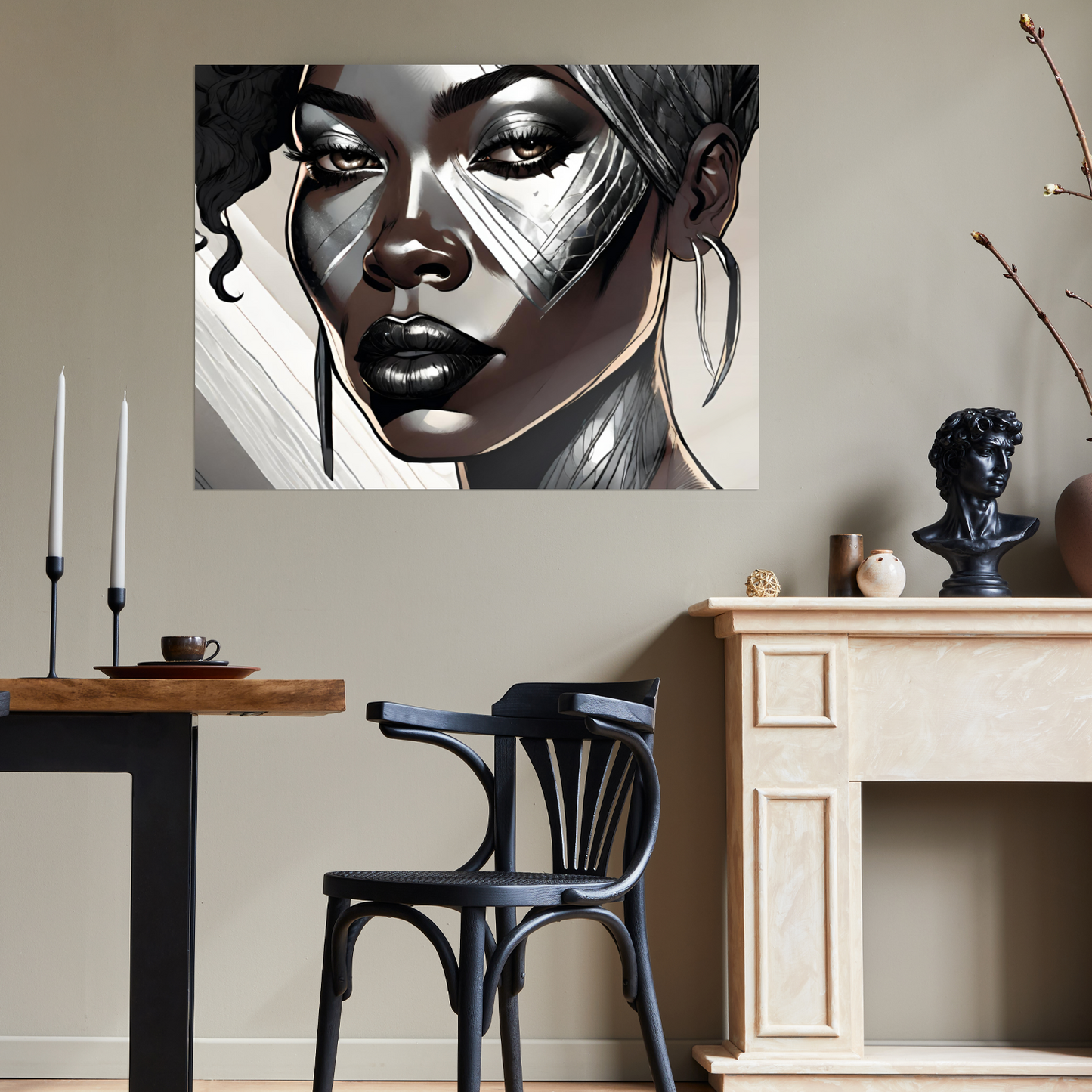 Metal Wall Art| Mela|  Girl face-Original abstract print 750x560 mm